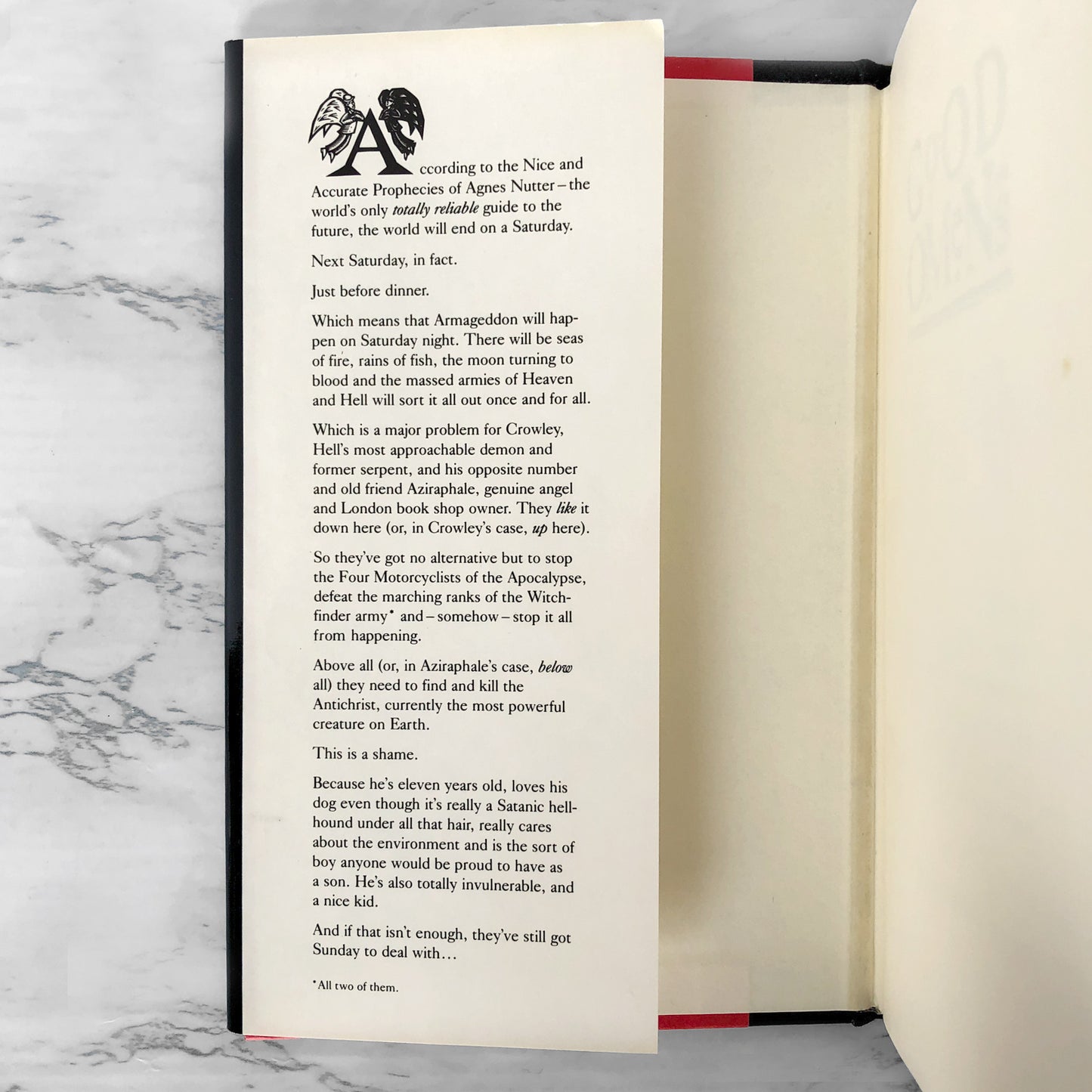 Good Omens: The Nice and Accurate Prophecies of Agnes Nutter Witch by Terry Pratchett & Neil Gaiman [FIRST BOOK CLUB EDITION / 1990]