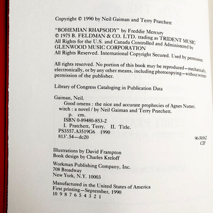 Good Omens: The Nice and Accurate Prophecies of Agnes Nutter Witch by Neil Gaiman & Terry Pratchett [FIRST EDITION / FIRST PRINTING] 1990