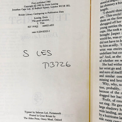 The Good Terrorist by Doris Lessing [U.K. FIRST EDITION • FIRST PRINTING] 1985 • Jonathan Cape