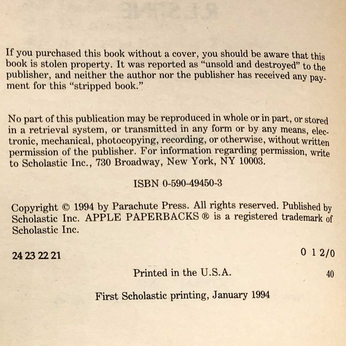 You Can't Scare Me by R.L. Stine [1994 FIRST EDITION] Goosebumps #15