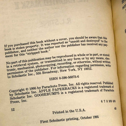 The Haunted Mask II by R.L. Stine [1995 FIRST EDITION] Goosebumps #36