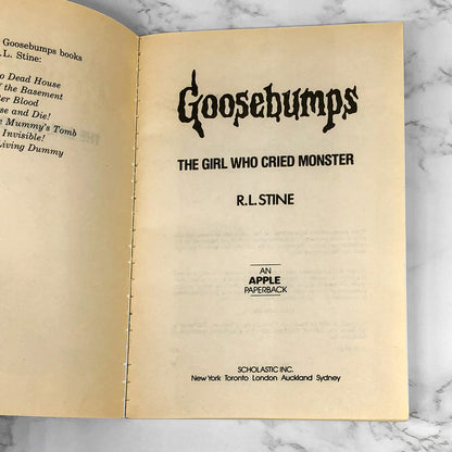 The Girl Who Cried Monster by R.L. Stine [1993 FIRST EDITION] Goosebumps #8