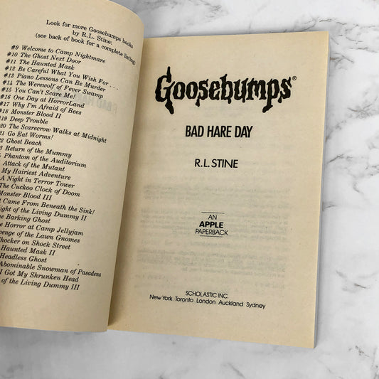 Bad Hare Day by R.L. Stine [1996 FIRST EDITION] Goosebumps #41