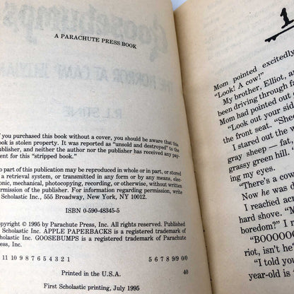 The Horror at Camp Jellyjam by R.L. Stine [1995 FIRST PRINTING] Goosebumps #33