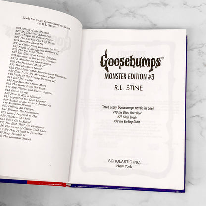 Goosebumps Monster Edition #3 by R.L. Stine [1997 HARDCOVER ANTHOLOGY] The Ghost Next Door, Ghost Beach, The Barking Ghost