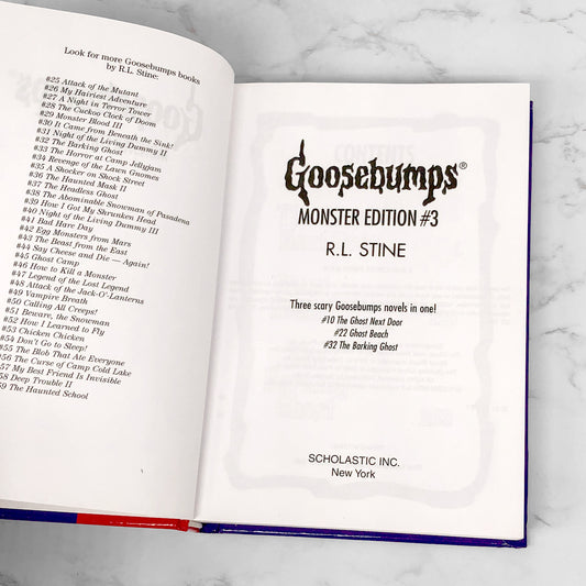 Goosebumps Monster Edition #3 by R.L. Stine [1997 HARDCOVER ANTHOLOGY] The Ghost Next Door, Ghost Beach, The Barking Ghost