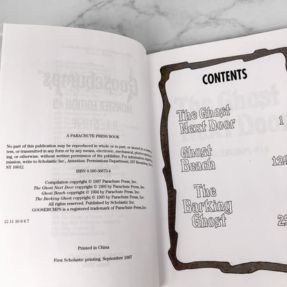 Goosebumps Monster Edition #3 by R.L. Stine [1997 HARDCOVER ANTHOLOGY] The Ghost Next Door, Ghost Beach, The Barking Ghost