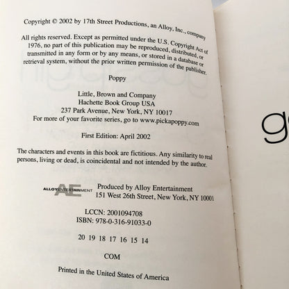 Gossip Girl by Cecily von Ziegesar [FIRST EDITION] 2002