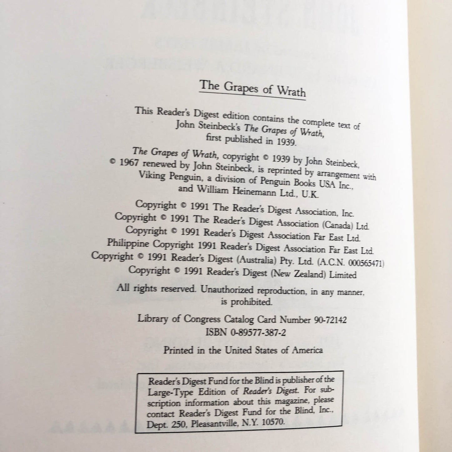 The Grapes of Wrath by John Steinbeck [ILLUSTRATED HARDCOVER] 1991