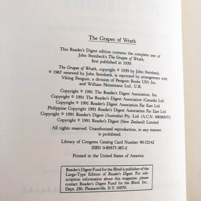 The Grapes of Wrath by John Steinbeck [ILLUSTRATED HARDCOVER] 1991