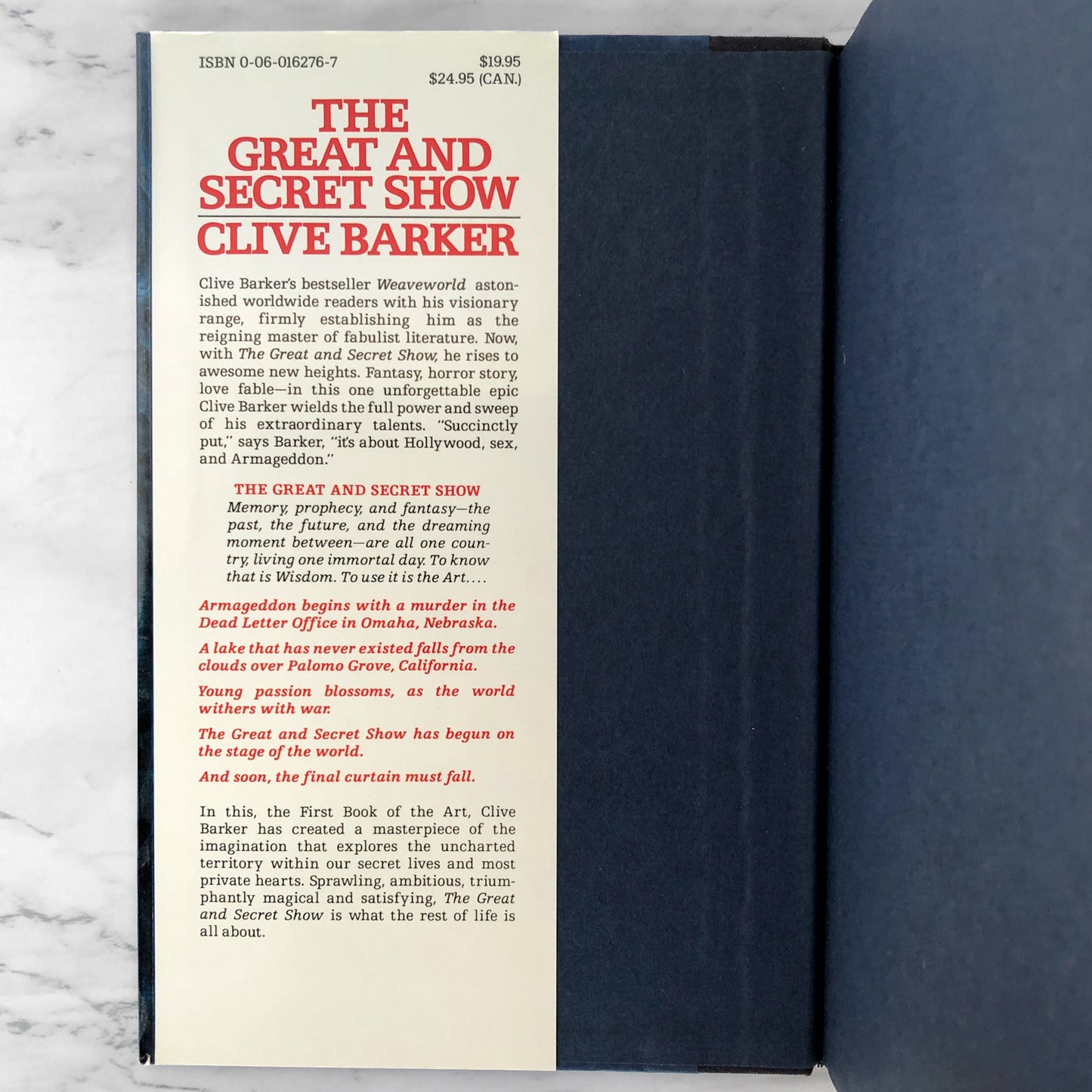 The Great and Secret Show by Clive Barker [FIRST EDITION / FIRST PRINTING] 1989