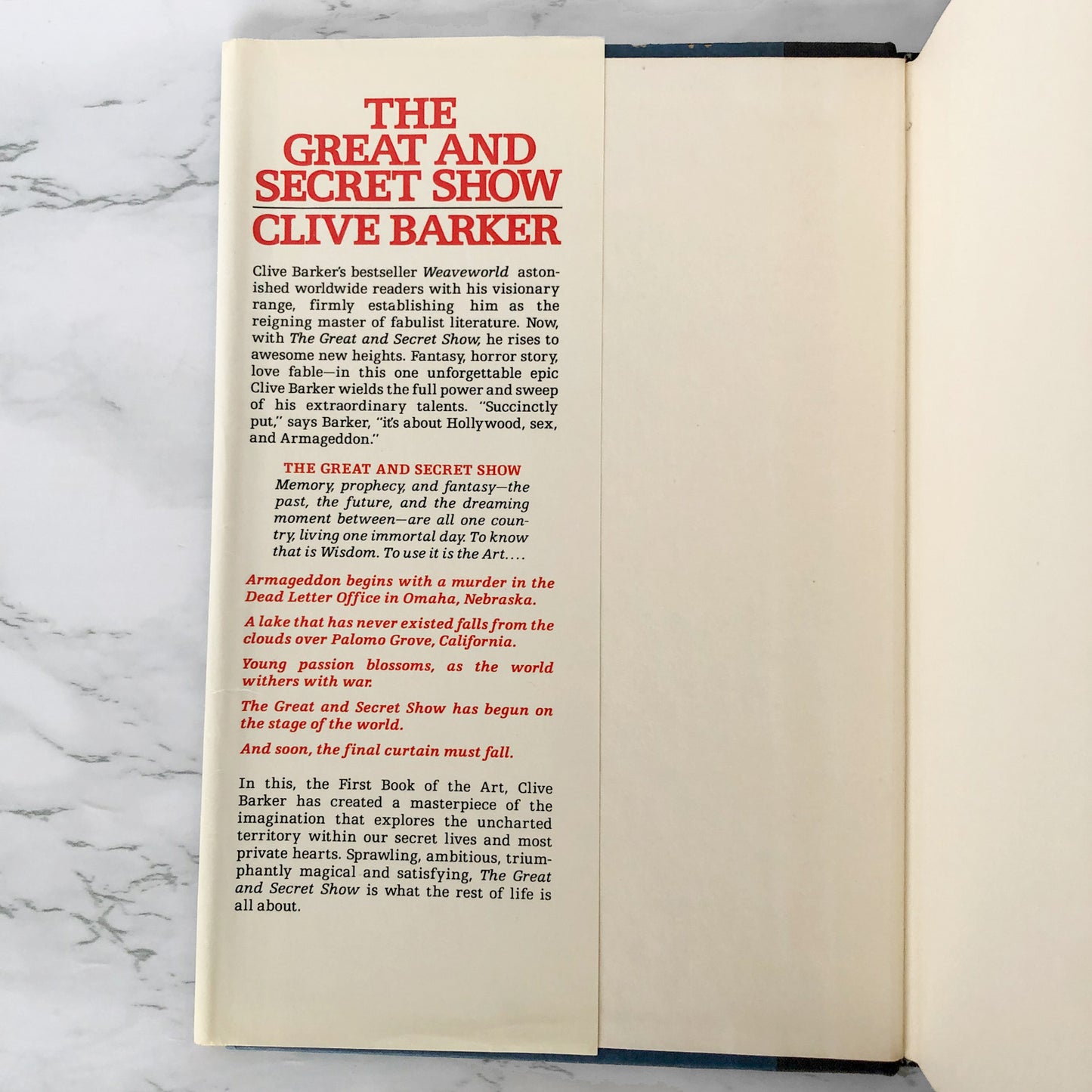 The Great and Secret Show by Clive Barker SIGNED! [BOOK CLUB EDITION]