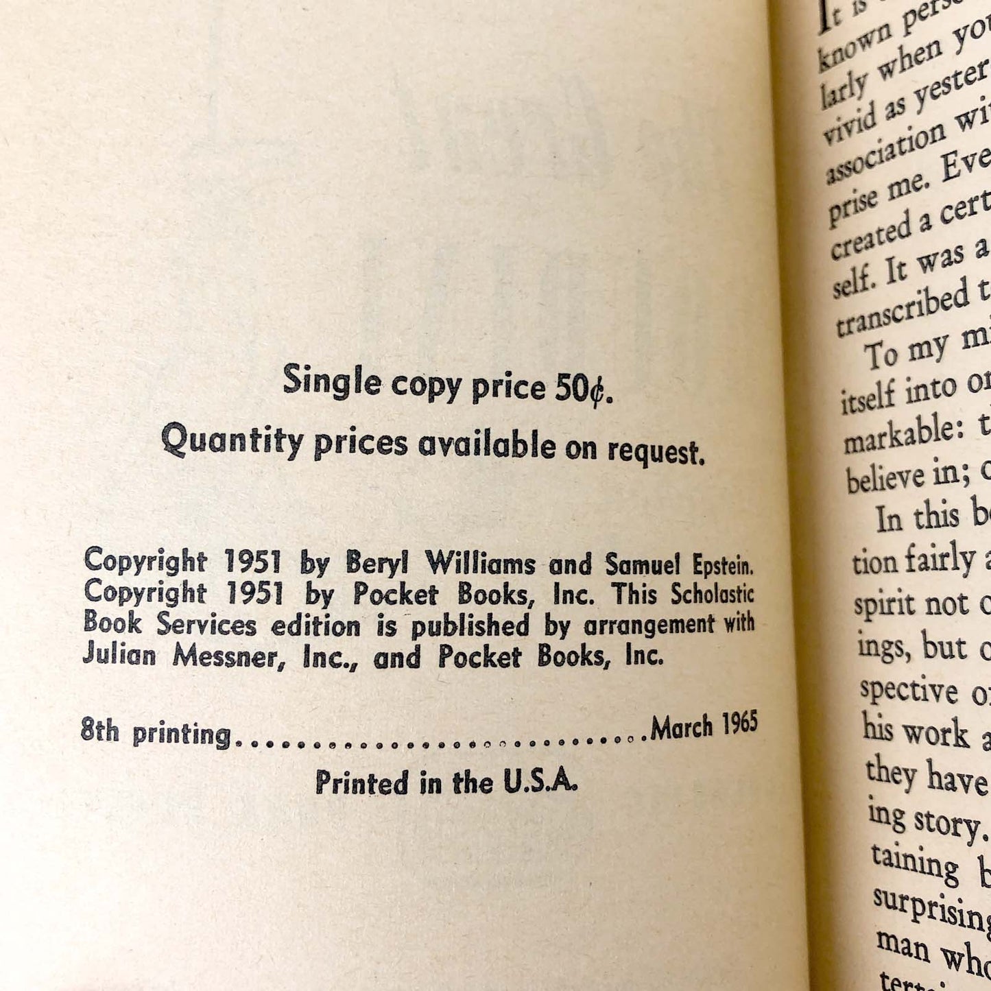 The Great Houdini by Samuel Epstein & Beryl Williams [1965 PAPERBACK]