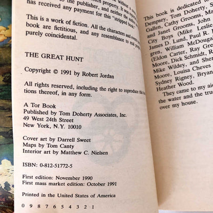 The Great Hunt by Robert Jordan [FIRST PAPERBACK PRINTING] 1991 The Wheel of Time #2