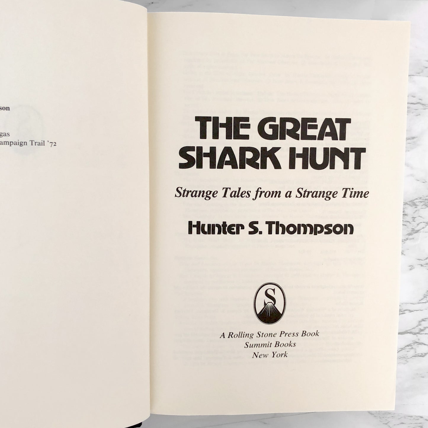 The Great Shark Hunt by Hunter S. Thompson [FIRST EDITION / FIRST PRINTING] 1979 ❧ Summit Books