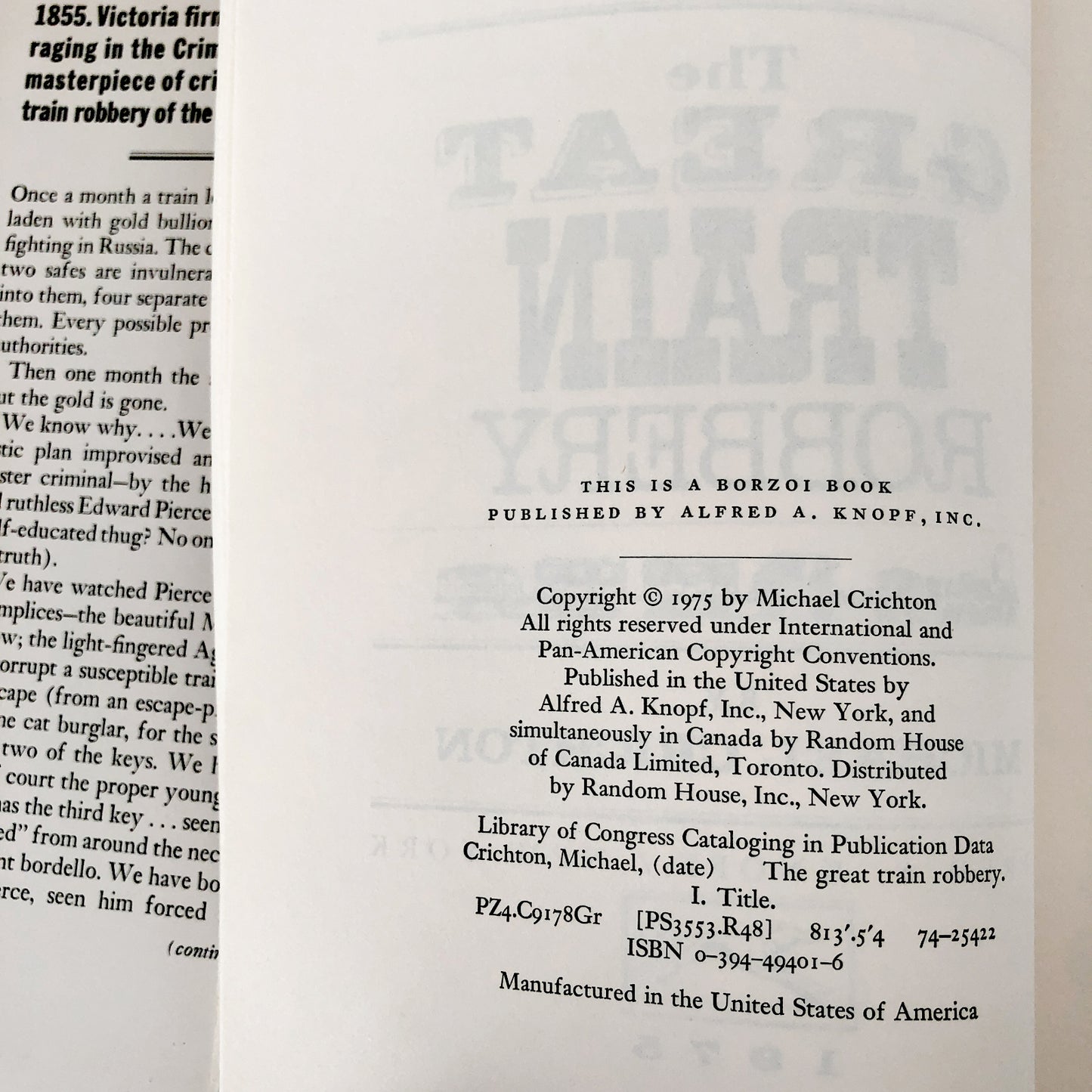 The Great Train Robbery by Michael Crichton [FIRST EDITION / FIRST PRINTING]