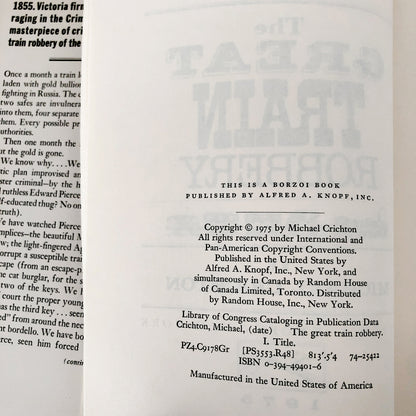 The Great Train Robbery by Michael Crichton [FIRST EDITION / FIRST PRINTING]