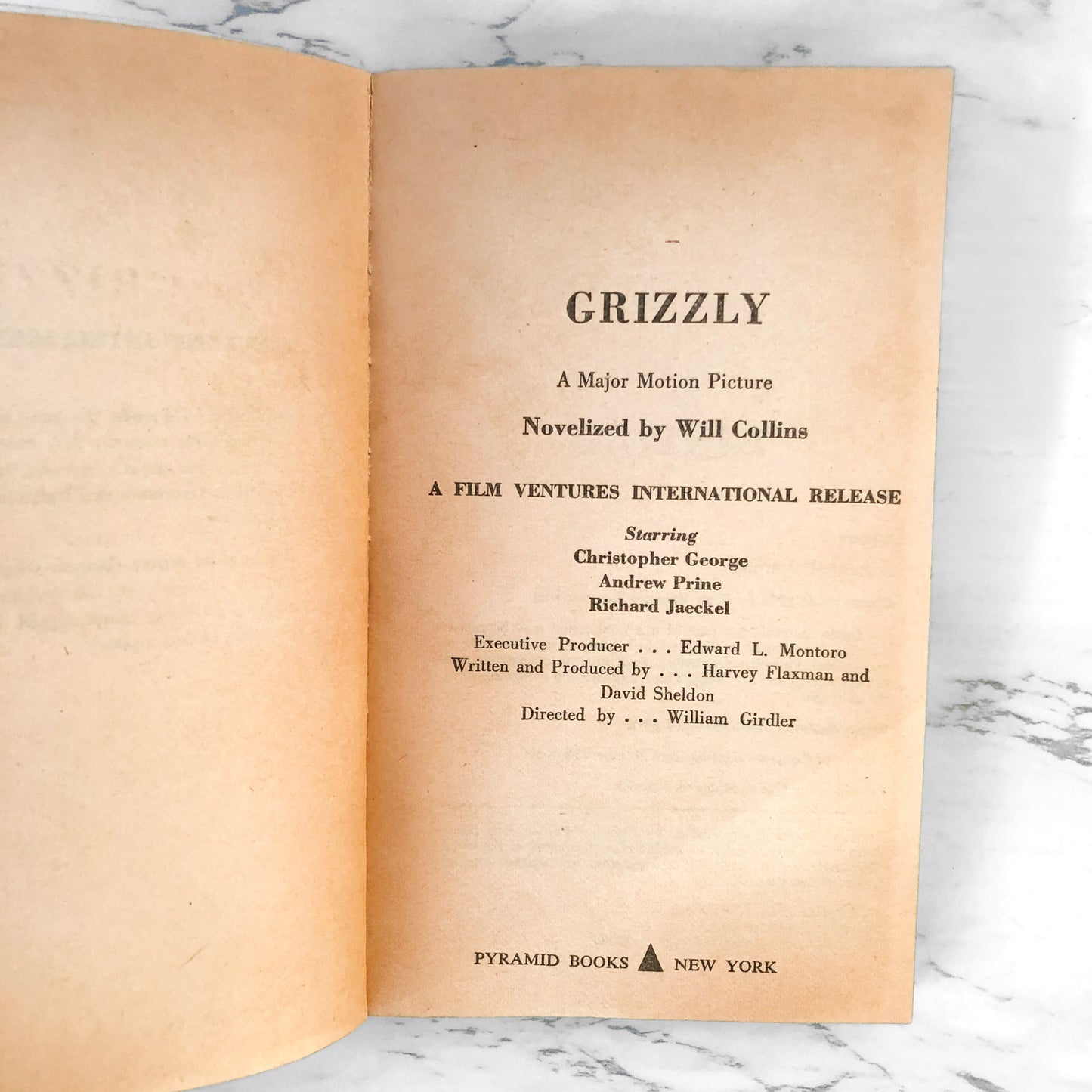 Grizzly by Will Collins [1976 MOVIE TIE-IN PAPERBACK]