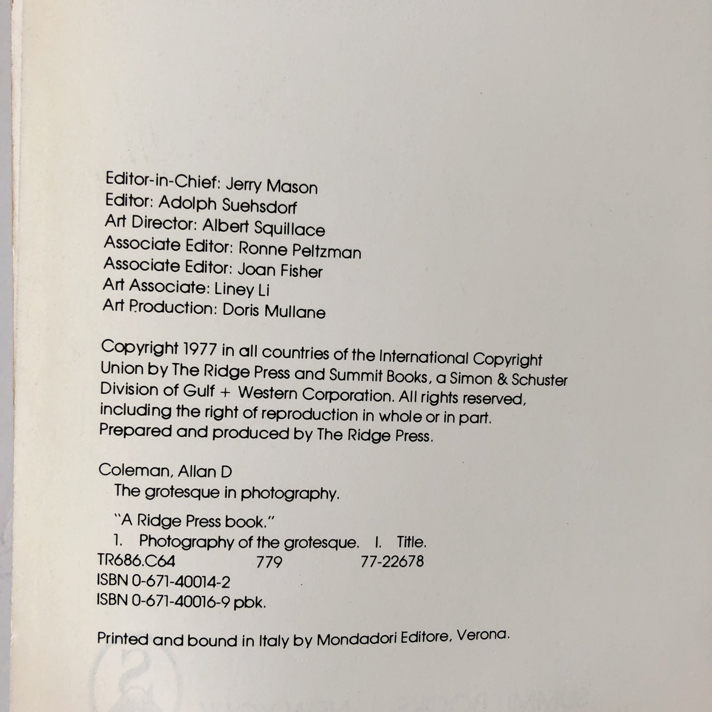 The Grotesque in Photography by A.D. Coleman [FIRST EDITION / 1977]