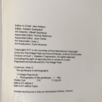 The Grotesque in Photography by A.D. Coleman [FIRST EDITION / 1977]