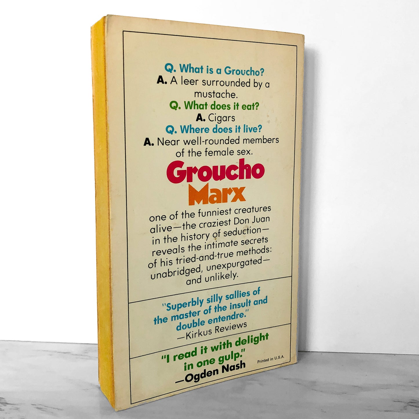 Memoirs Of A Mangy Lover by Groucho Marx [1974 PAPERBACK]