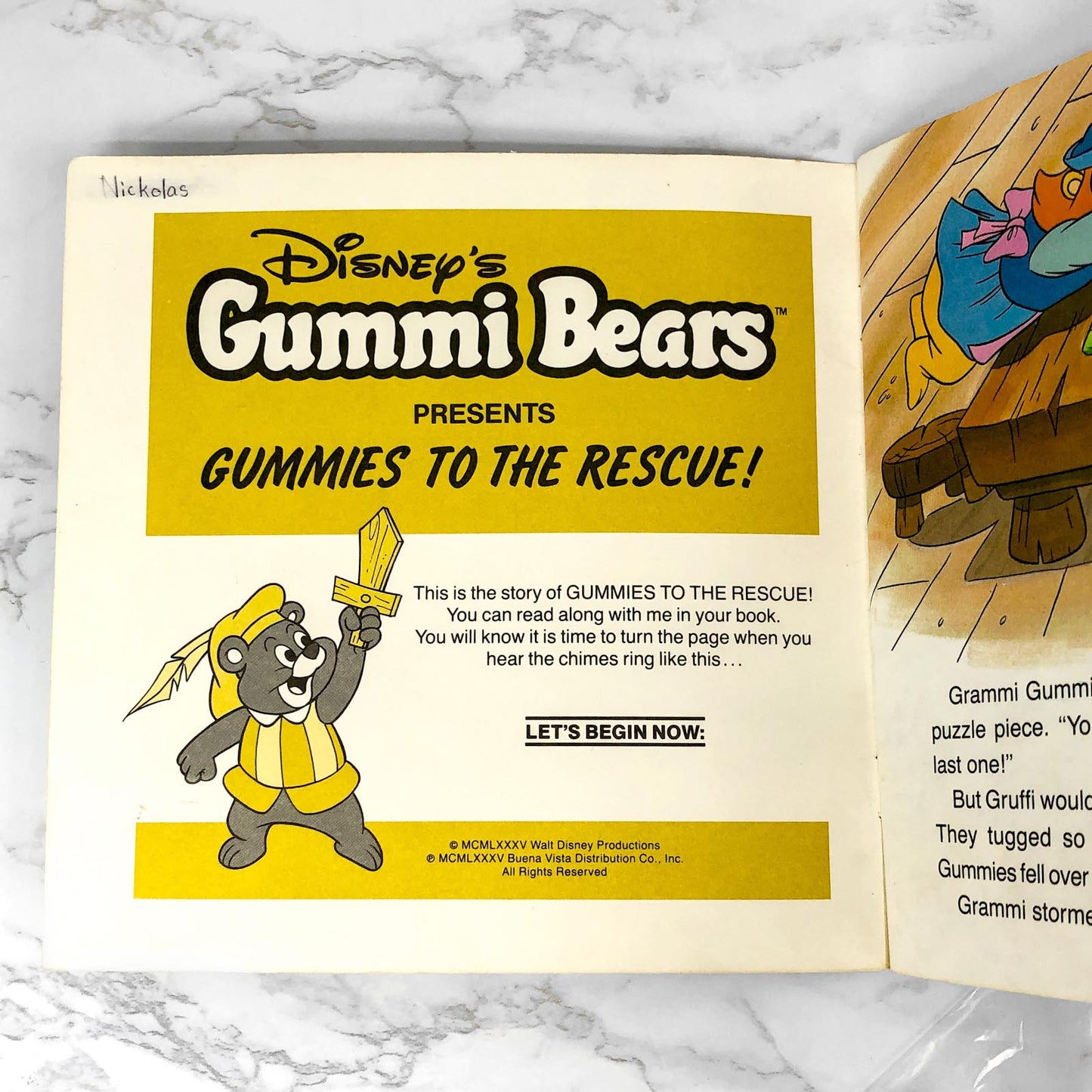Disney's Gummi Bears - Gummies to the Rescue! [READ-ALONG BOOK & 7" RECORD] 1985