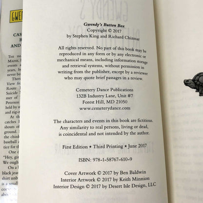 Gwendy's Button Box by Stephen King & Richard Chizmar [FIRST EDITION] 2017 • Cemetery Dance