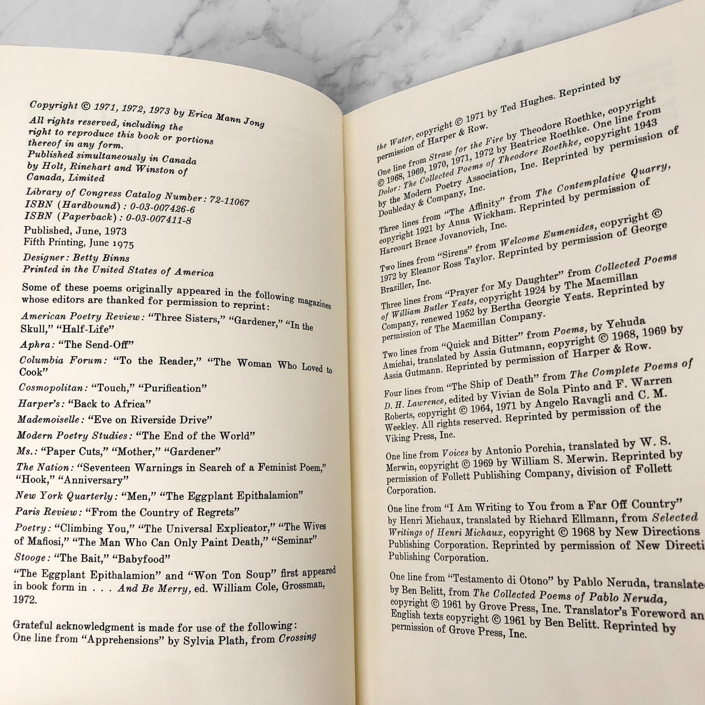 Half-Lives by Erica Jong [FIRST EDITION TRADE PAPERBACK] 1975