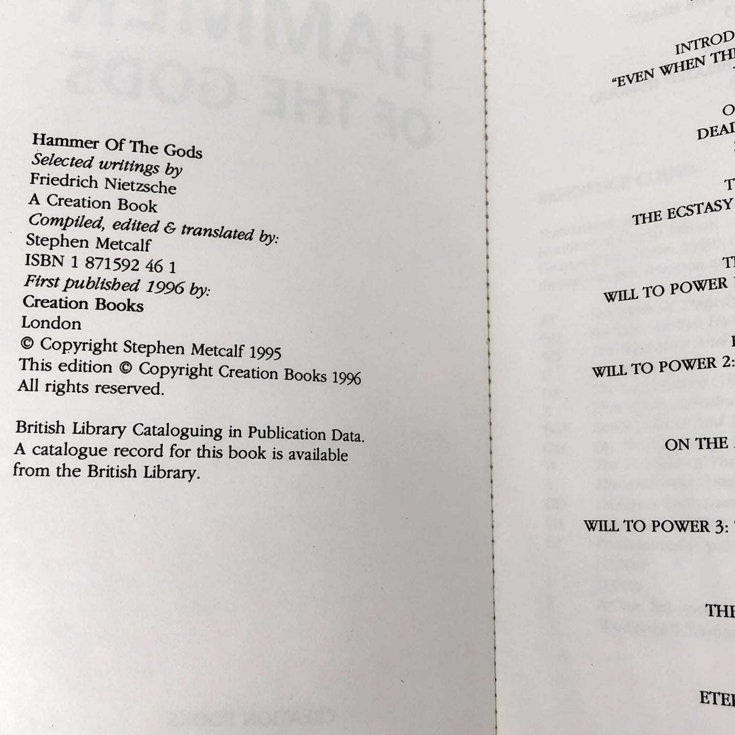 Hammer of the Gods: Apocalyptic Texts for the Criminally Insane by Friedrich Nietzsche [FIRST EDITION THUS] 1996