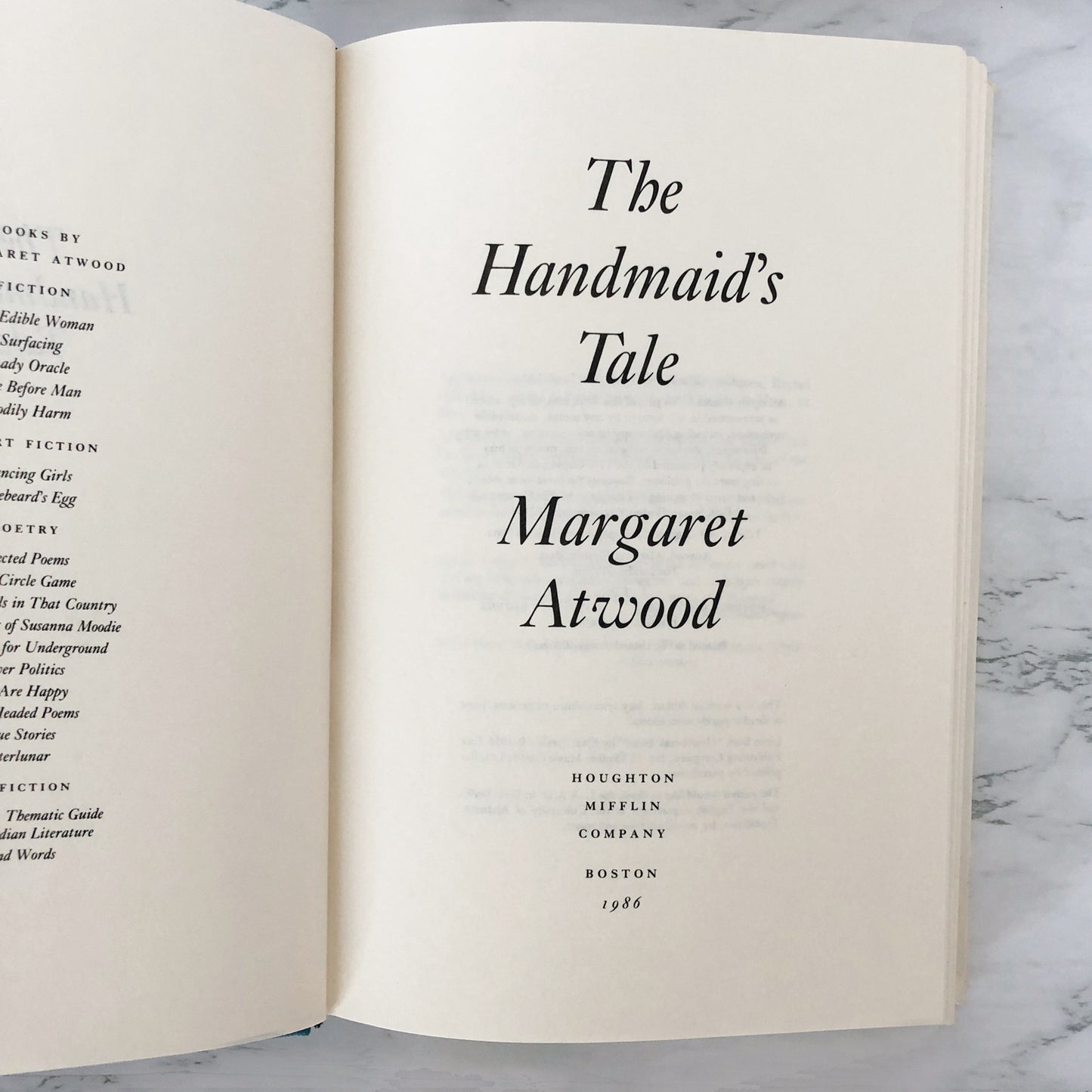 The Handmaid's Tale by Margaret Atwood [FIRST BOOK CLUB EDITION / 1986]