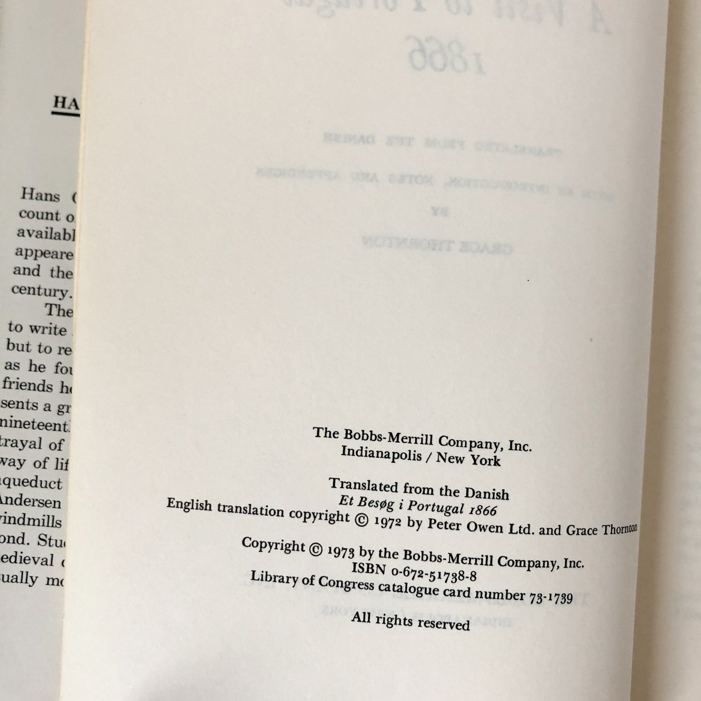 A Visit to Portugal, 1866 by Hans Christian Andersen [U.S. FIRST EDITION] - Bookshop Apocalypse