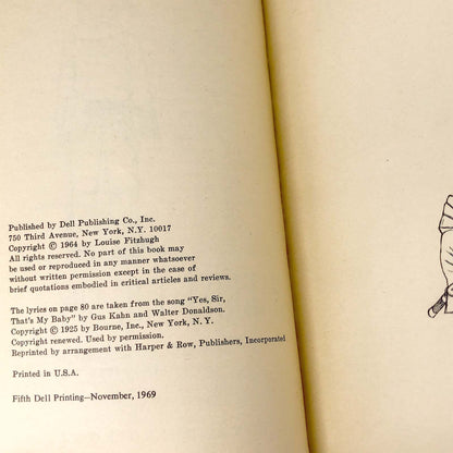 Harriet the Spy by Louise Fitzhugh [1969 TRADE PAPERBACK] 5th Printing ☙  Dell Books