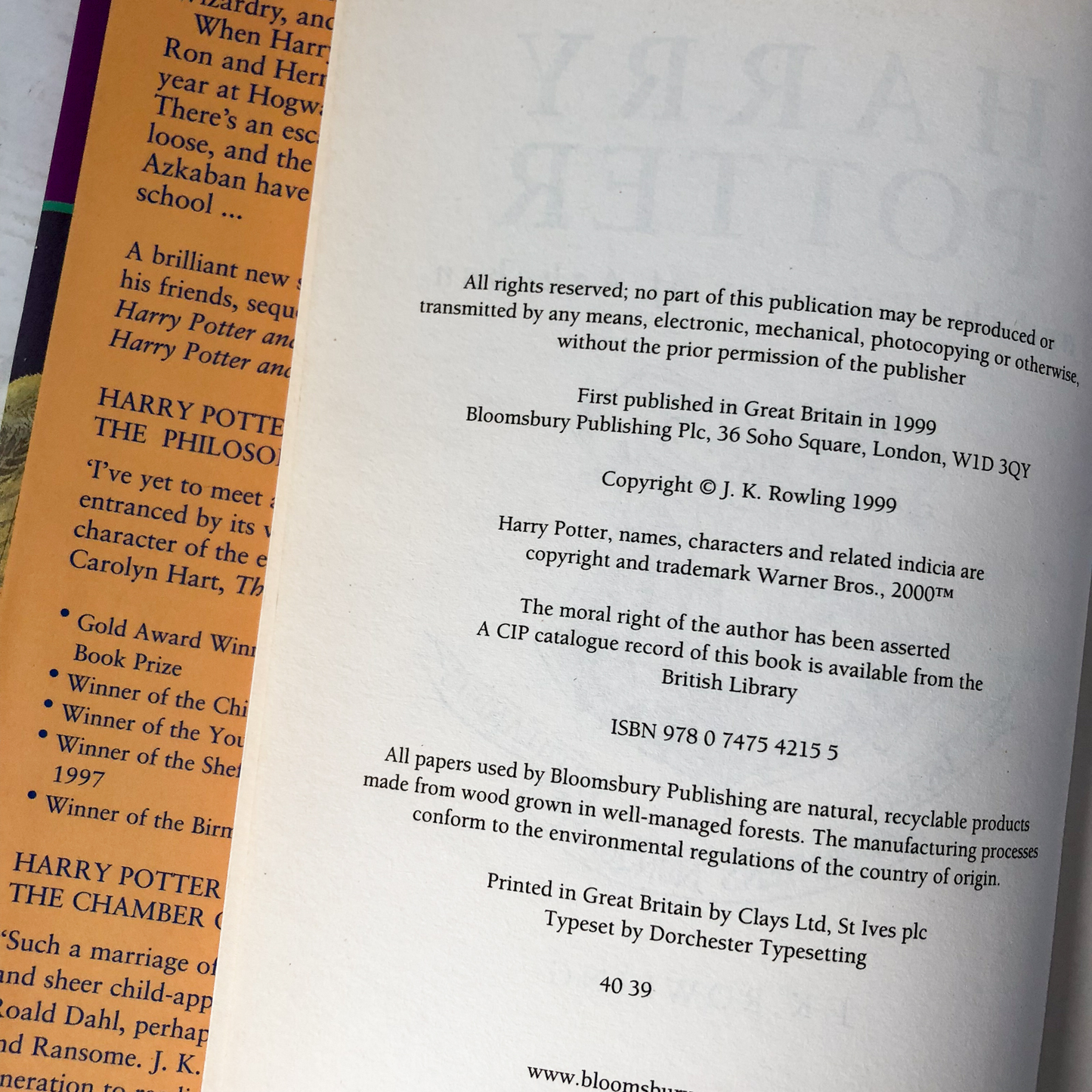 Harry Potter and the Prisoner of Azkaban by J.K. Rowling (FIRST EDITION) - Bookshop Apocalypse