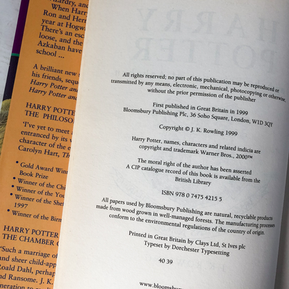 Harry Potter and the Prisoner of Azkaban by J.K. Rowling (FIRST EDITION) - Bookshop Apocalypse