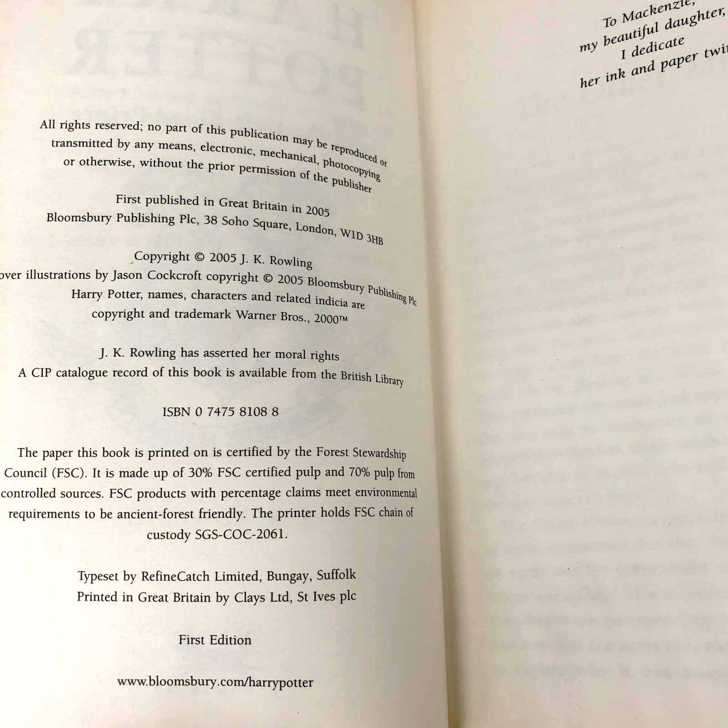 Harry Potter and the Half Blood Prince by J.K. Rowling [U.K. FIRST EDITION] 2005 • Bloomsbury