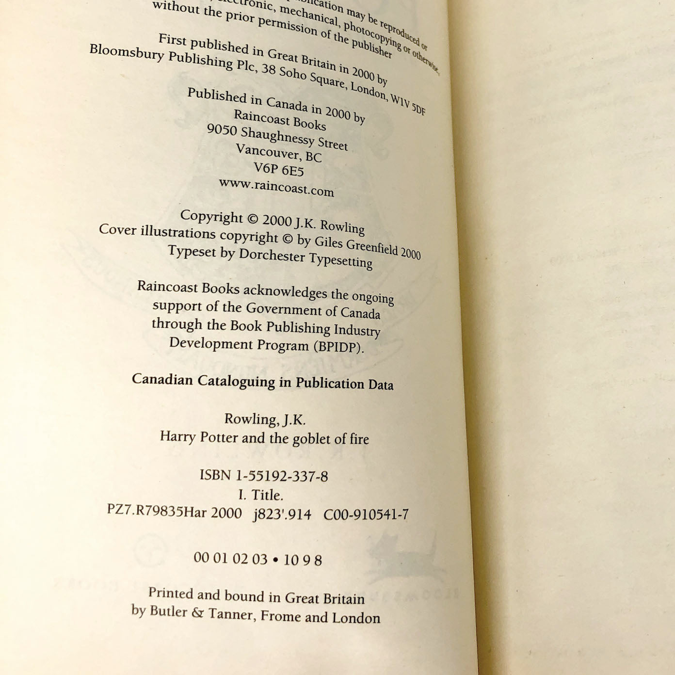Harry Potter & the Goblet of Fire by J.K. Rowling [CANADIAN FIRST EDITION] 2000 • Raincoast