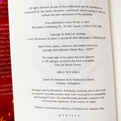 Harry Potter and the Order of the Phoenix by J.K. Rowling [U.K. FIRST EDITION] 2003