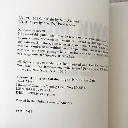 Hawk Moon by Sam Shepard [TRADE PAPERBACK / 1981]