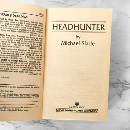 Headhunter by Michael Slade [FIRST PAPERBACK PRINTING] 1986