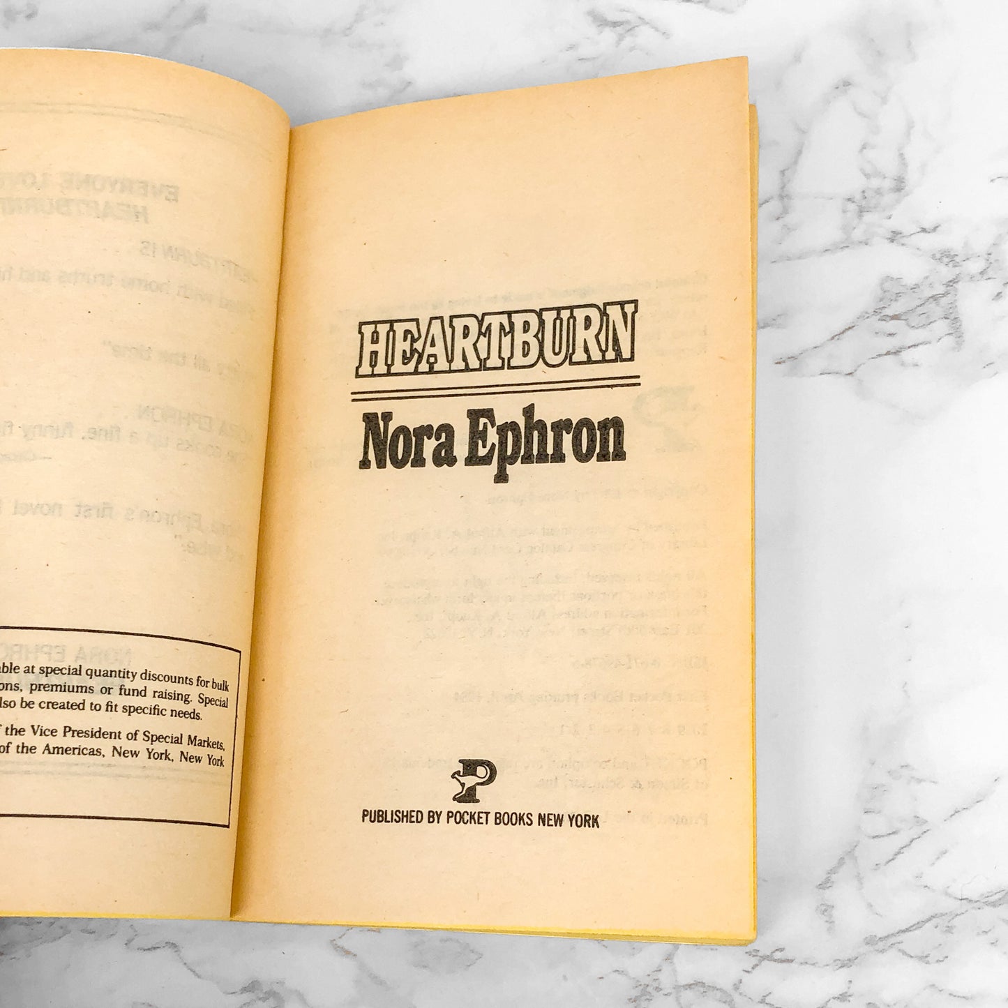 Heartburn by Nora Ephron [FIRST PAPERBACK PRINTING] 1984