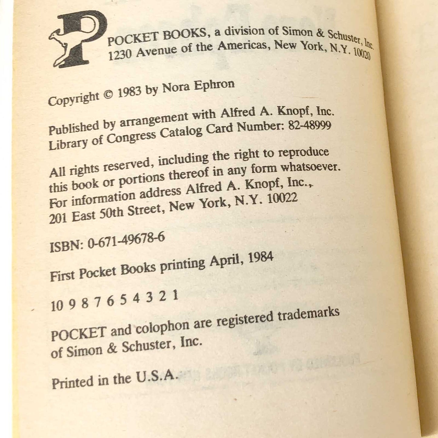 Heartburn by Nora Ephron [FIRST PAPERBACK PRINTING] 1984