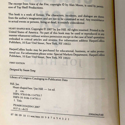 Heart-Shaped Box by Joe Hill [FIRST EDITION / FIRST PRINTING] 2007