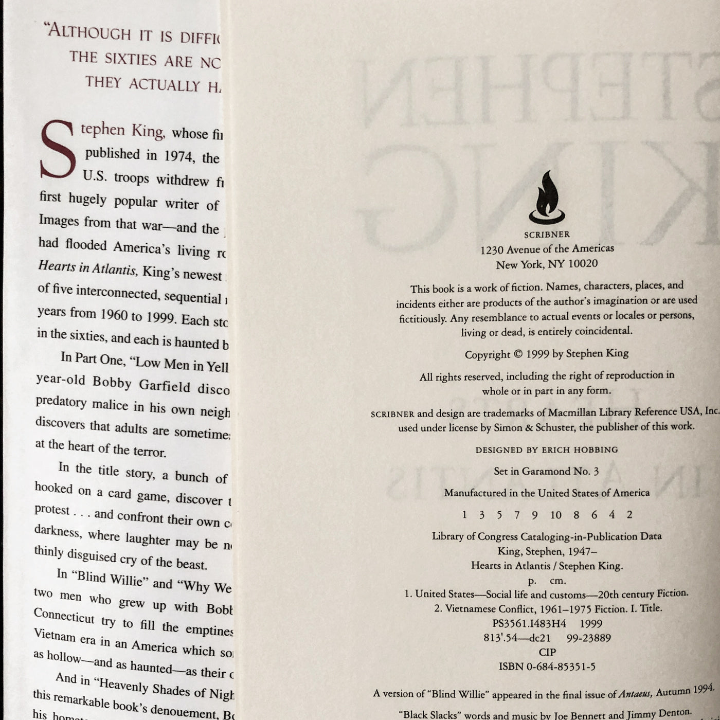 Hearts in Atlantis by Stephen King [FIRST EDITION / FIRST PRINTING]