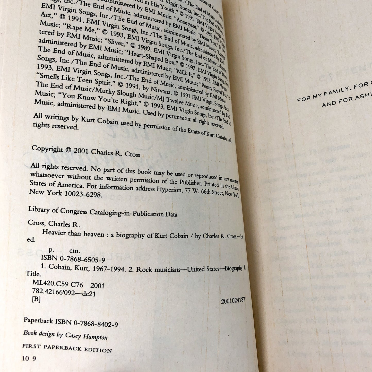 Heavier Than Heaven: A Biography of Kurt Cobain by Charles R. Cross [FIRST PAPERBACK EDITION] 2001