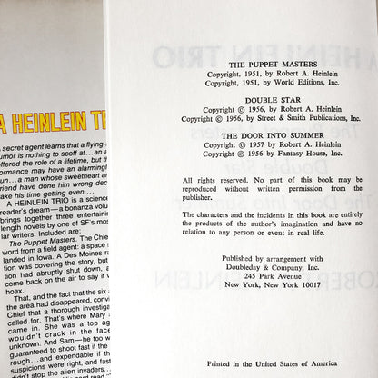 A Heinlein Trio: Three Novels by Robert A. Heinlein [FIRST BOOK CLUB EDITION / 1980]