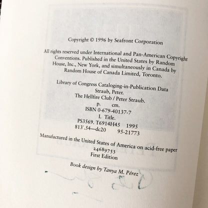 The Hellfire Club by Peter Straub SIGNED! [FIRST EDITION] 1996