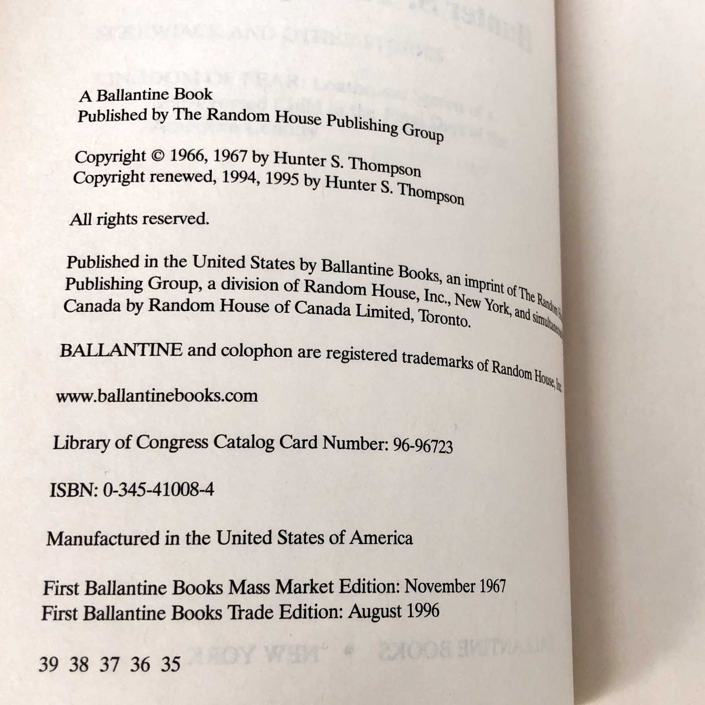 Hell's Angels by Hunter S. Thompson [TRADE PAPERBACK] 1996