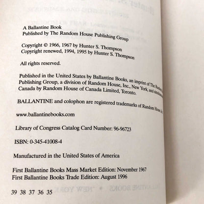 Hell's Angels by Hunter S. Thompson [TRADE PAPERBACK] 1996