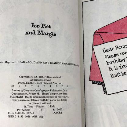 Henry's Important Date by Robert M. Quackenbush [FIRST EDITION / FIRST PRINTING] 1981