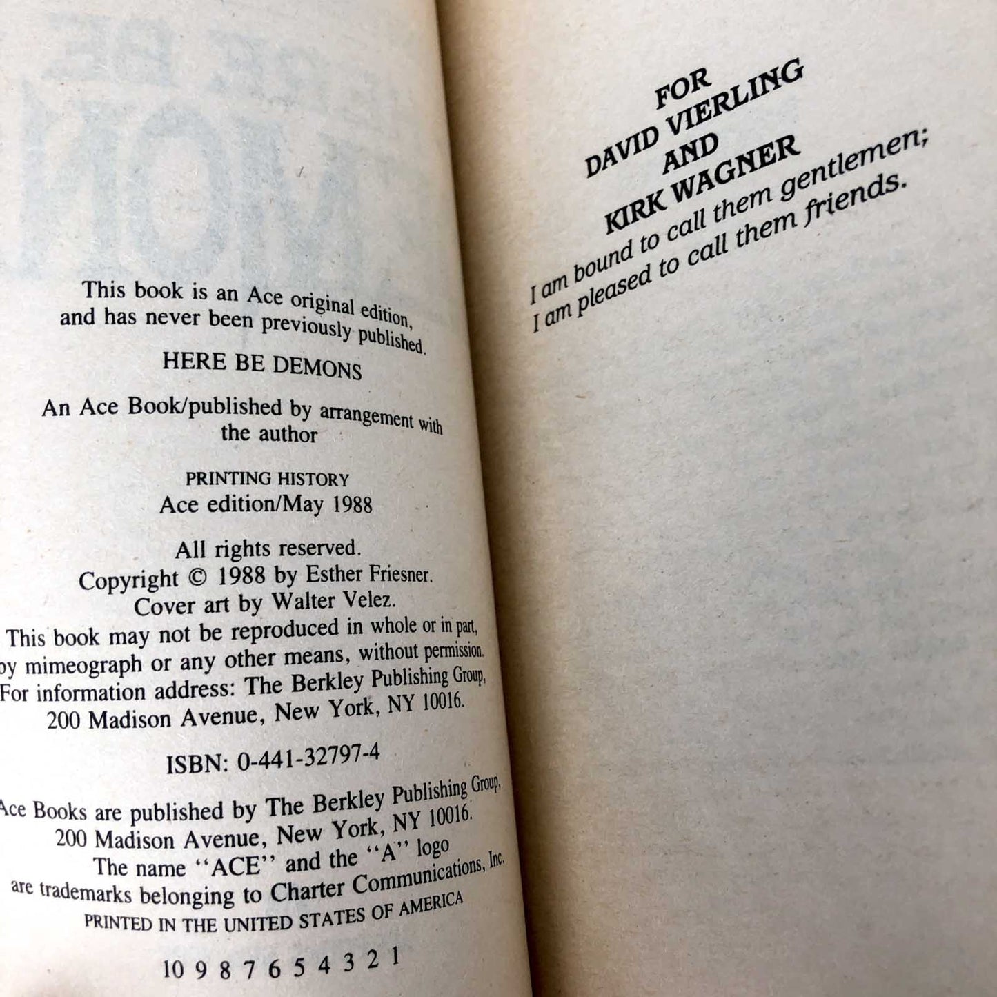 Here Be Demons by Esther M. Friesner [FIRST EDITION PAPERBACK] 1988